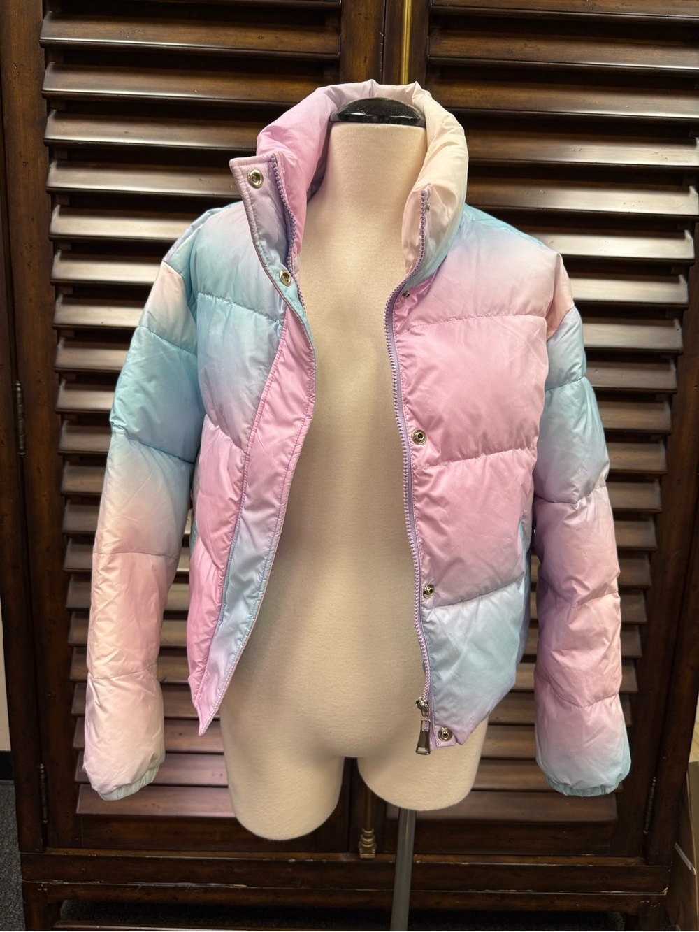 Pastel Ombre Puffer Jacket - Pink & Blue